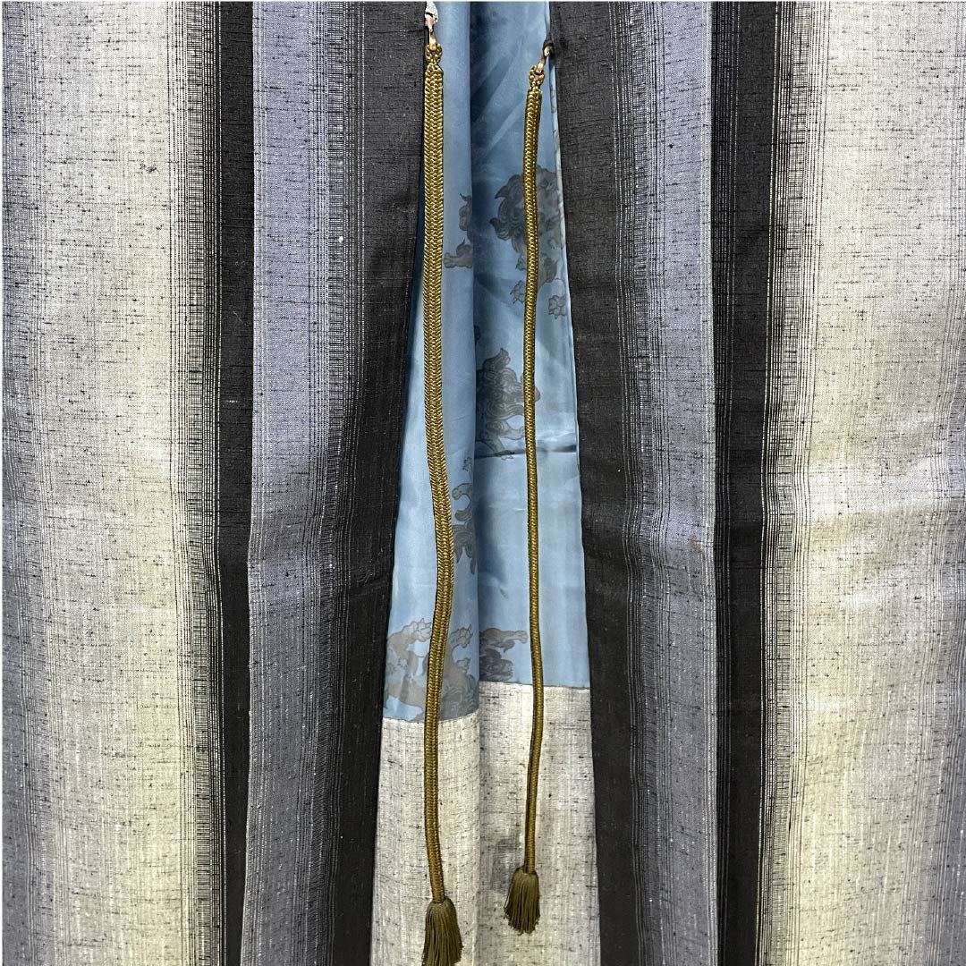 Men's Pure Silk A-Rank Kimono, Length 86.5cm, Sleeve Length 68.5cm, Striped Tsumugi Fabric, Gradient Pattern, with Haori Cord, Product Number: 1119001103199