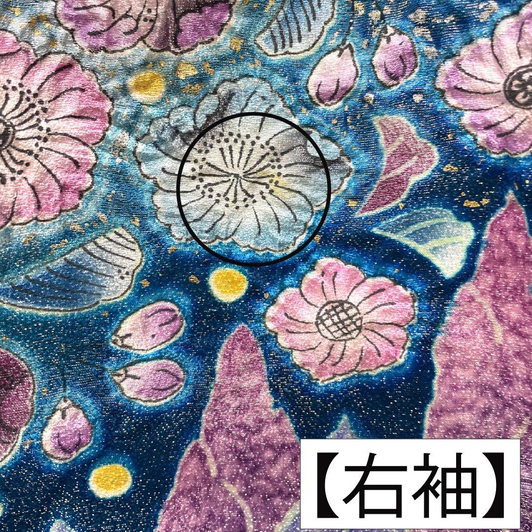 振袖 正絹 Sランク 身丈172.5cm 裄丈68cm 袷 青紫色（あおむらさきいろ） 銀通し 辻が花 遠山 ソフトガード加工 紫系 1113002552620