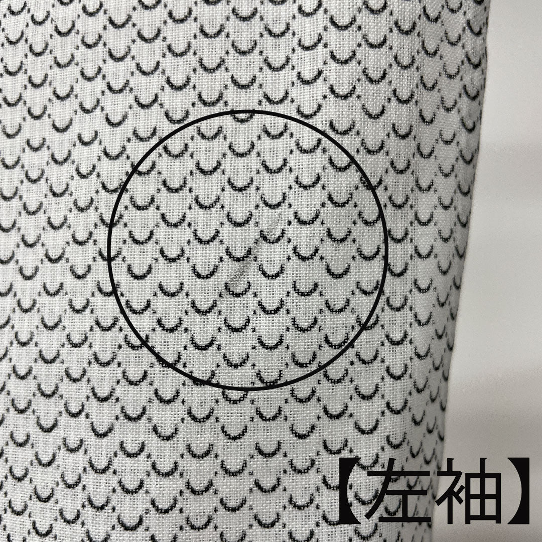 夏物 ポリエステル 小紋 身丈166cm 裄丈66cm  幾何学模様 洗える着物  紗 Aランク 白系 1132000763511