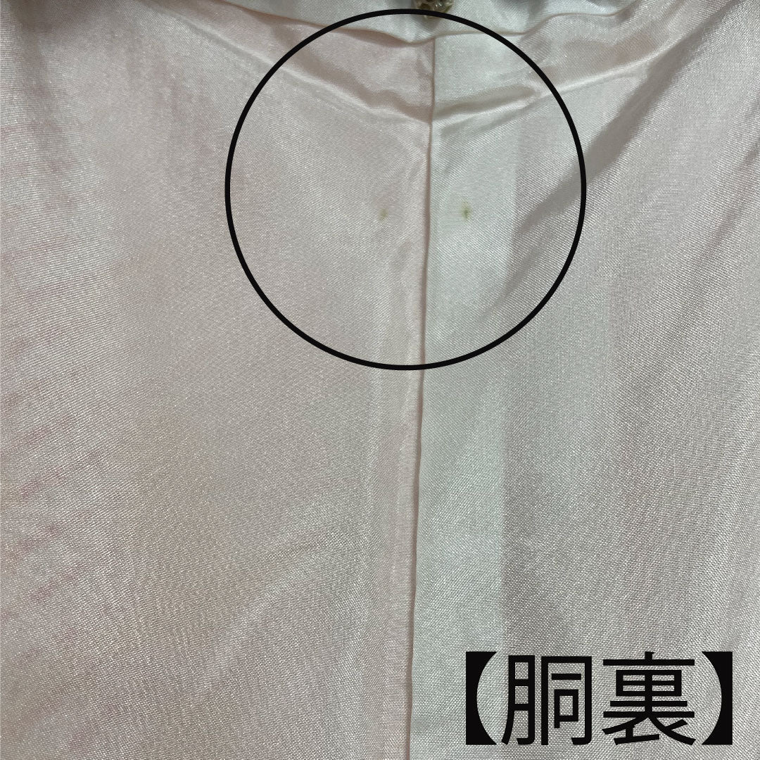 小紋 身丈157cm 裄丈62cm 袷  深支子色 総絞り しつけ糸あり  正絹 Sランク 朱系 1115002242316