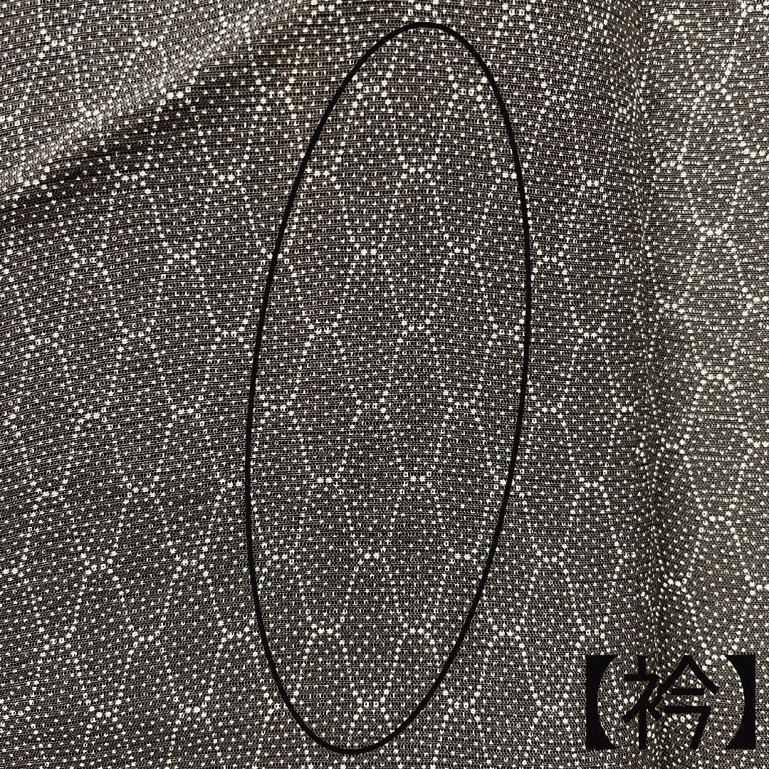 Summer pure silk komon kimono, length 160cm, sleeve length 63.5cm, dark grey, geometric pattern, silk, A rank, brown, 1132001673414