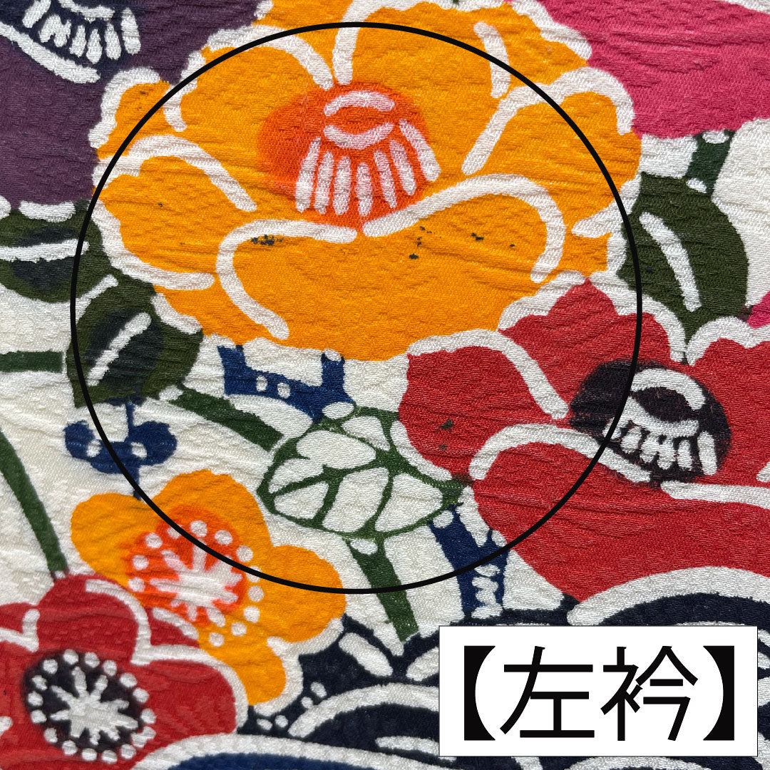 Komon, pure silk, length 166.5cm, sleeve length 65.5cm, lined, milky white, Kyoto Bingata, auspicious motif, S rank, white, 1115004412511