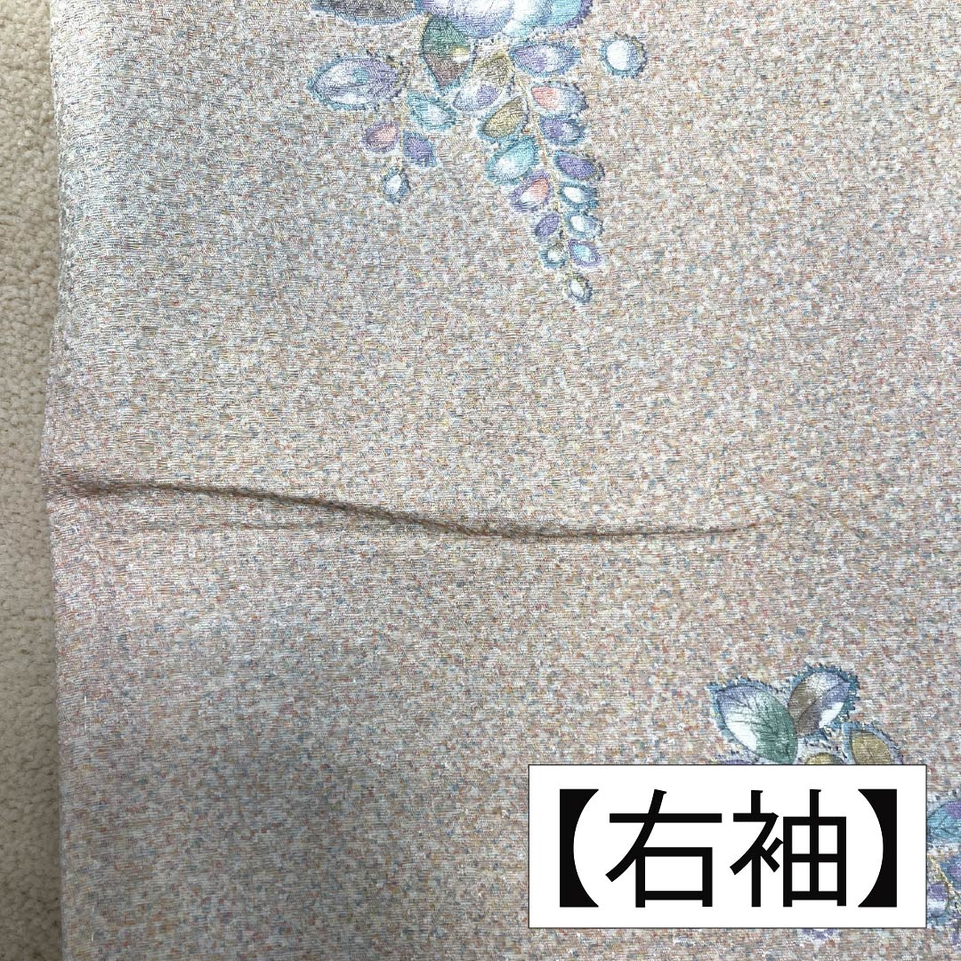 Komon (small pattern) silk, A-rank, length 163.5cm, sleeve length 65.5cm, lined, walnut-colored, Tsujigahana (flower) pattern, sewn with a beige finish, product number 1115006343425