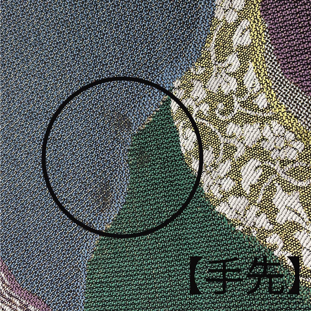 袋帯 グラデーション 花模様 菱模様 帯丈426cm 正絹 Bランク 全通 カジュアル グラデーション系 1123008134399