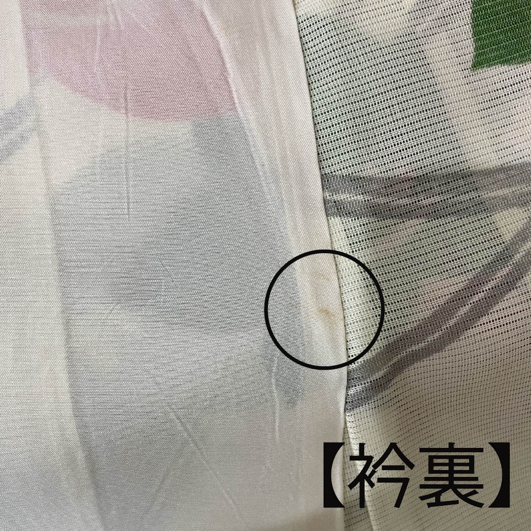 夏物 ポリエステル 訪問着 身丈160cm 裄丈65cm 白百合色（しらゆりいろ）露芝 花模様 絽 Aランク クリーム系 1132000083415