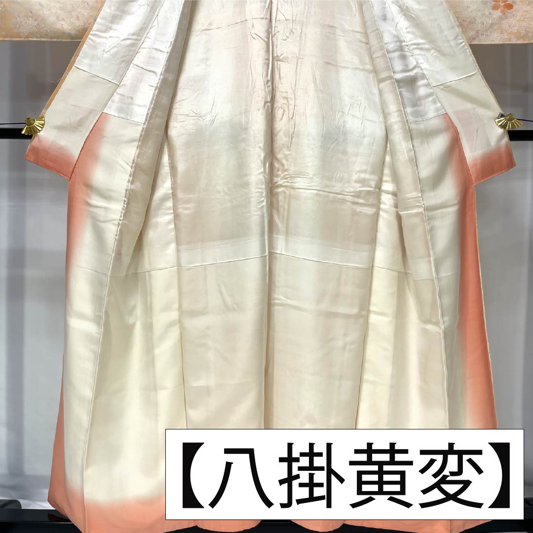 Small pattern, pure silk, length 154.5cm, sleeve length 63.5cm, lined, vermilion, all flowers, B rank, orange, 1115004994226