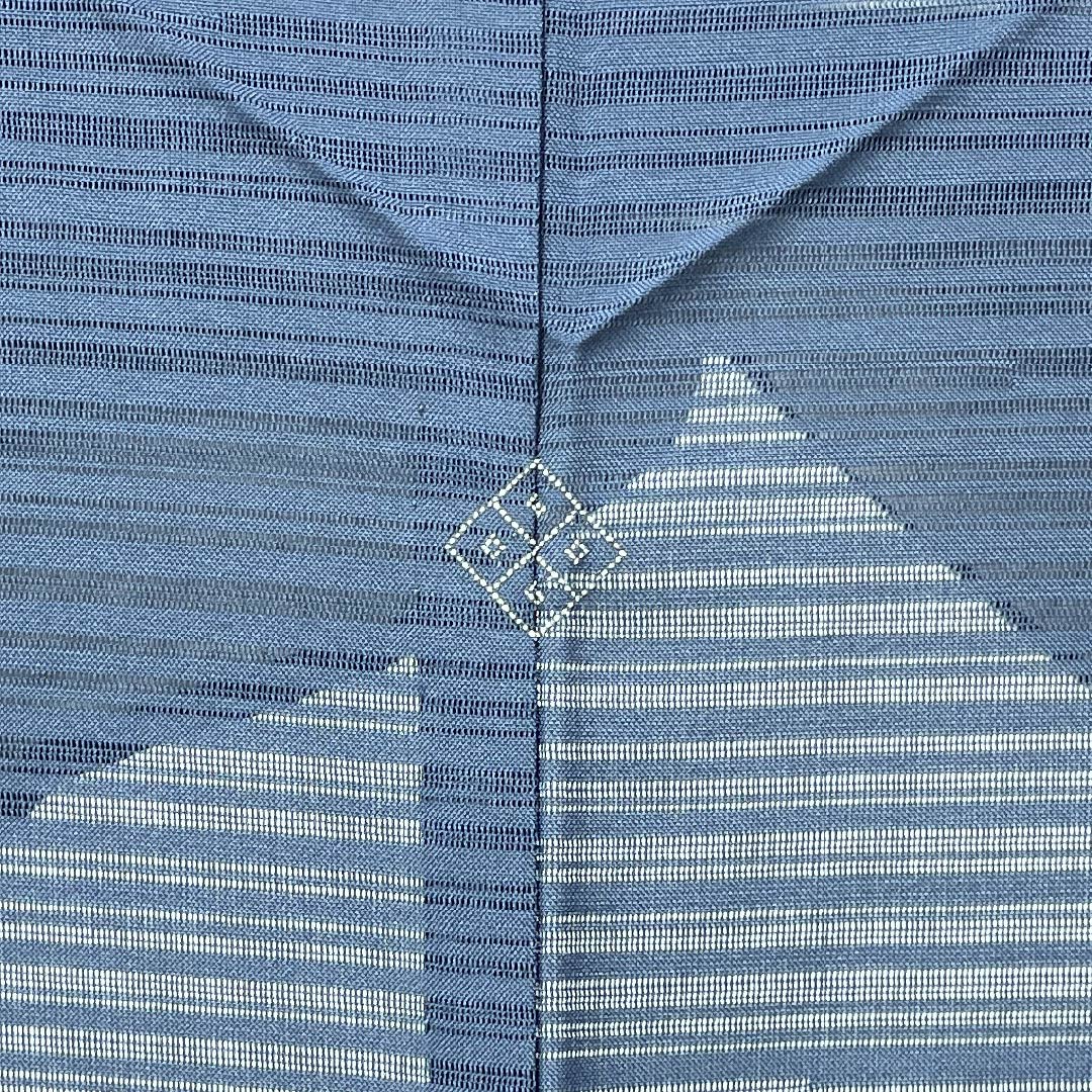 Summer solid color polyester kimono, S rank, length 164cm, sleeve length 63cm, lining color (urairo), one crest, chuin kakutate yotsume, blue, product code: 1132003212417