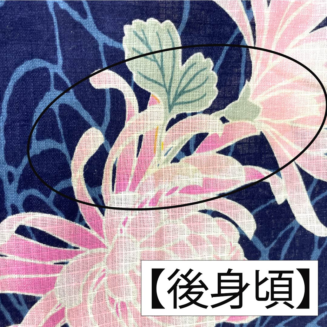 浴衣 木綿 身丈164.5cm 裄丈63cm Aランク 単衣 紺系 紺色（こんいろ） 菊 1118006673418