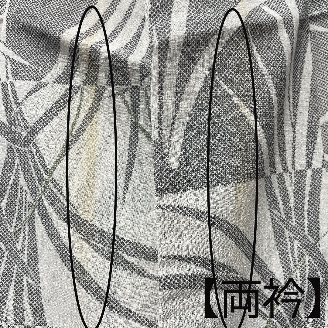 Summer kimono, polyester, small pattern, length 155cm, sleeve length 65.5cm, light ink color, checkered pattern, abstract pattern, washable kimono, gauze, B rank, gray 1132000804322