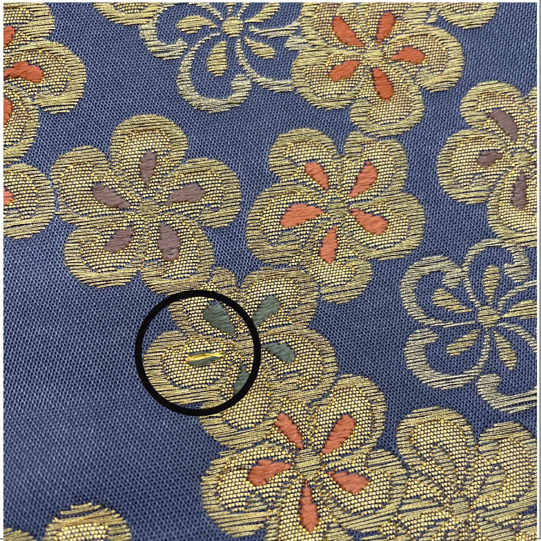 [Unsewn] Silk Half-width Obi, NEW Rank, Edo Nando Iro (Dark Teal), Cherry Blossoms, Brand New and Unused. Obi length 438cm, Blue tones. 1125000311417