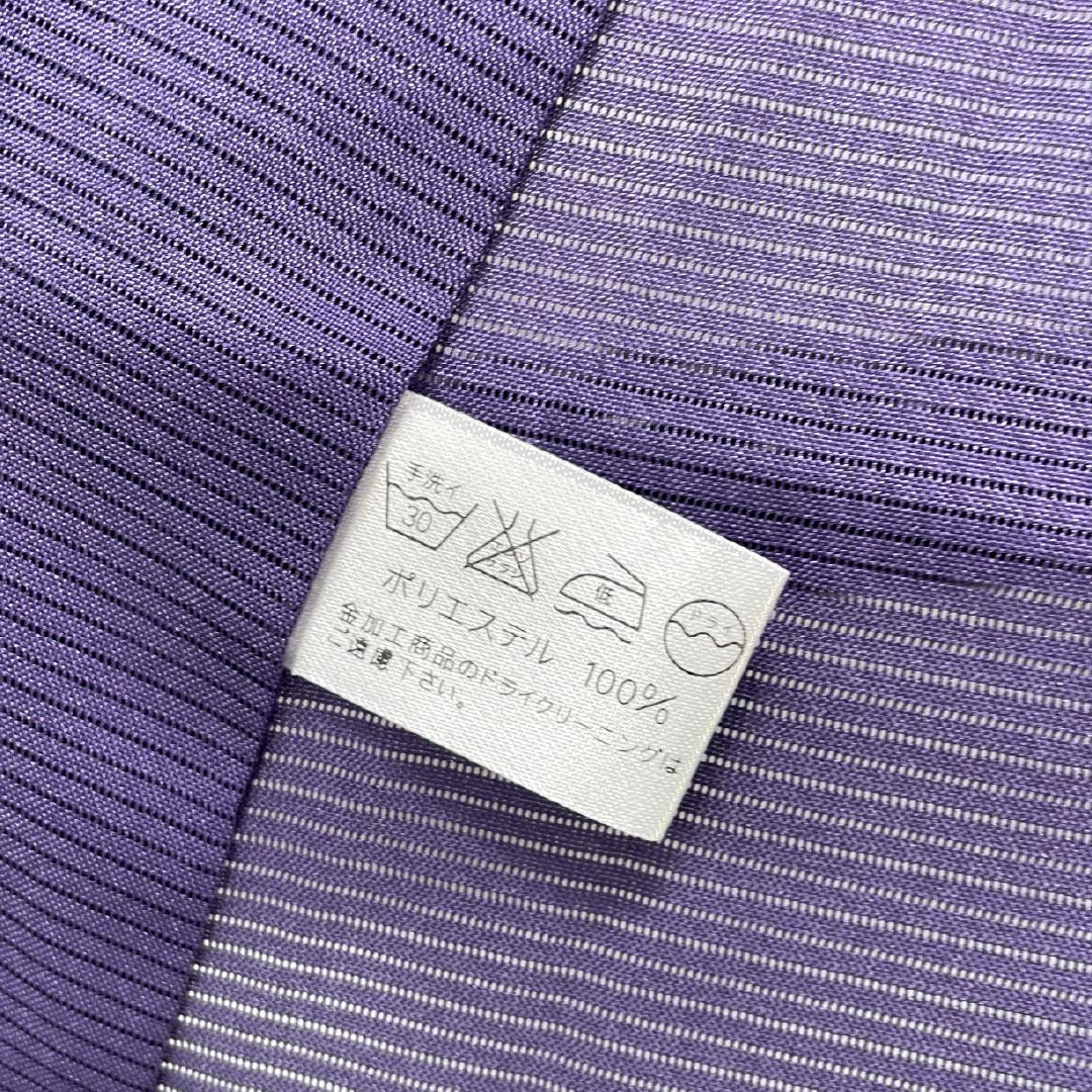 Summer kimono, polyester, plain color, S rank, length 161cm, sleeve length 65.5cm, medium purple (nakanomurasakiiro), washable, pongee, purple, 1132002942420
