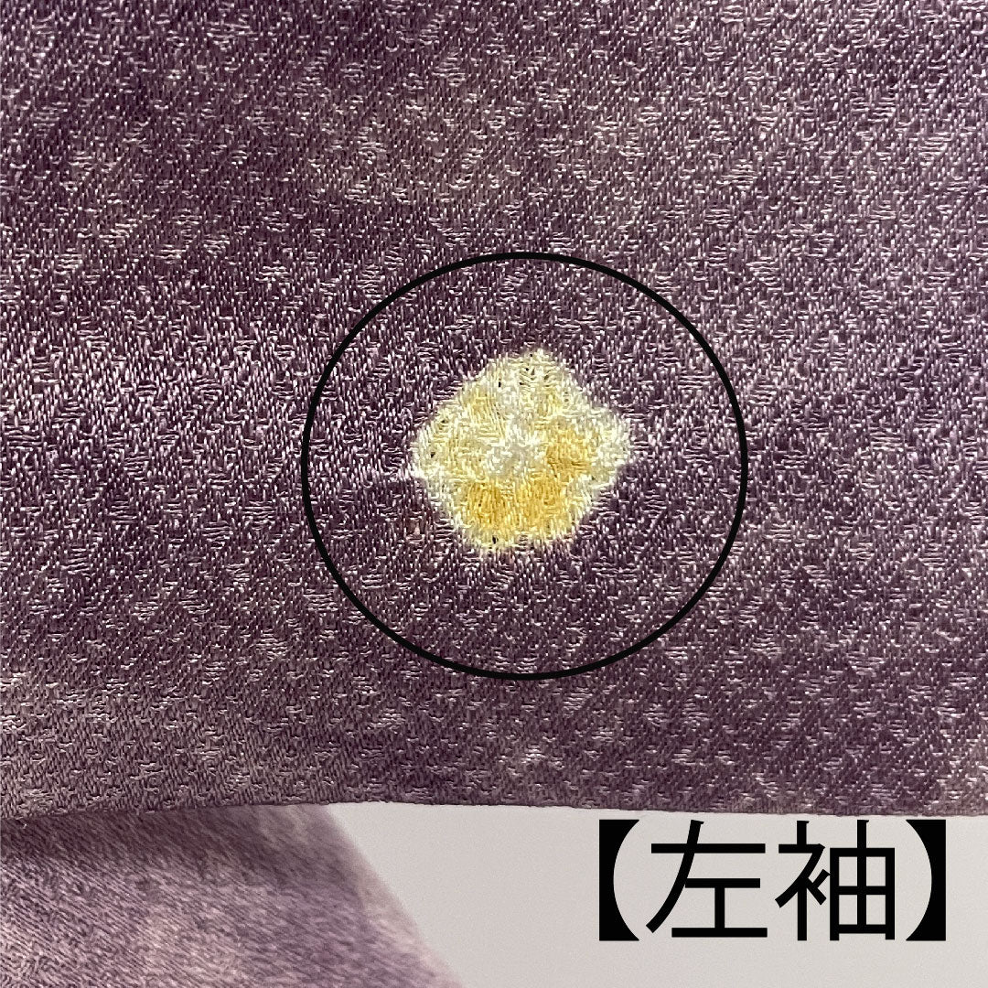 小紋 身丈157cm 裄丈62cm 袷  絞り ボカシ  正絹 Aランク 紫系 1115001873320