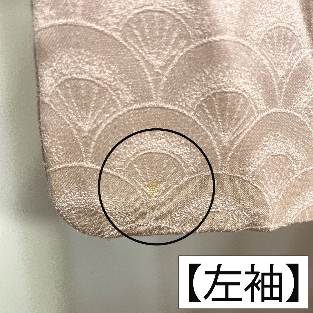 色無地 正絹 身丈164.5cm 裄丈63.5cm 桜色（さくらいろ） 扇 無地訪問着 袷 紋なし Aランク ピンク系 1114001393413