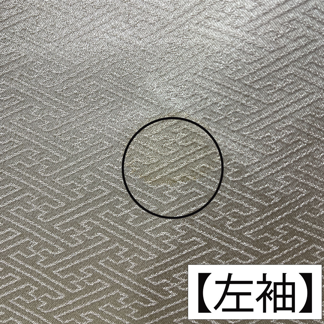 Homongi, pure silk, lined, length 161cm, sleeve length 61cm, white oak color, Kyoto Yuzen, auspicious pattern, A rank, gray, 1112005913422