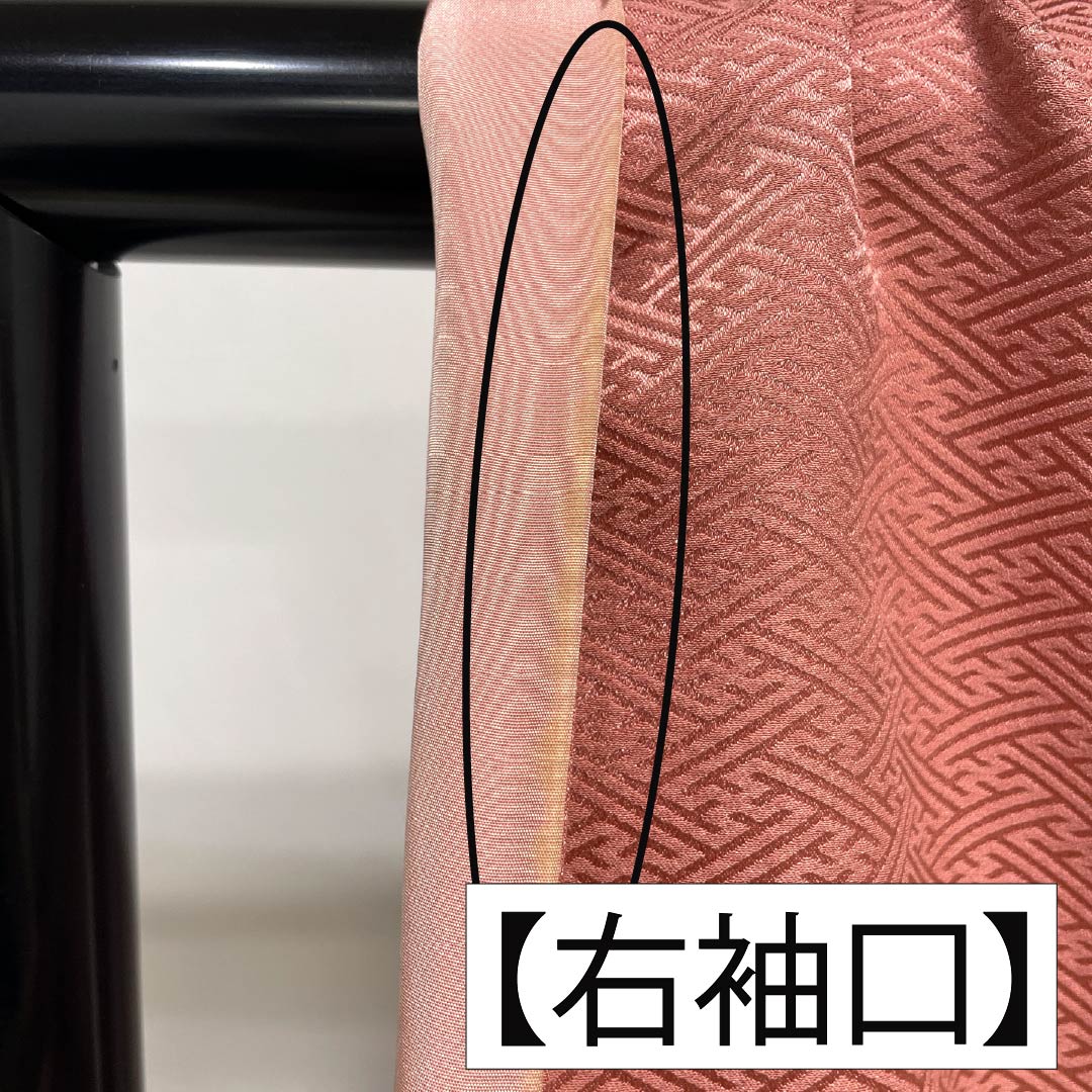 訪問着 正絹 Bランク 袷 身丈164.5cm 裄丈64cm 長春色（ちょうしゅんいろ） 絞り 刺繍 紗綾形 雲取り ピンク系 1112006214413