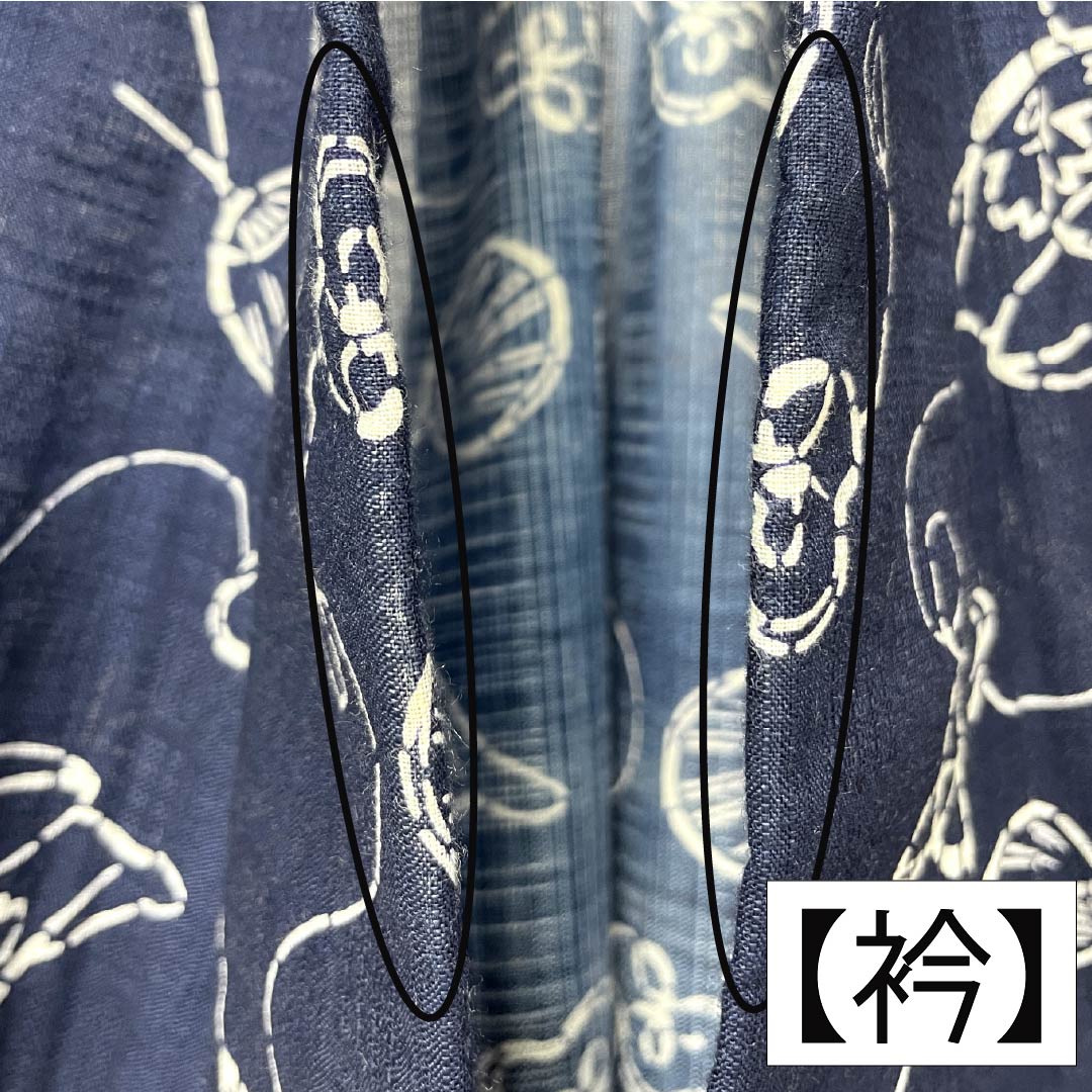 Yukata Cotton Length 157cm Sleeve length 65cm A rank Single layer Navy blue Umbrella Fan pattern 1118005603318