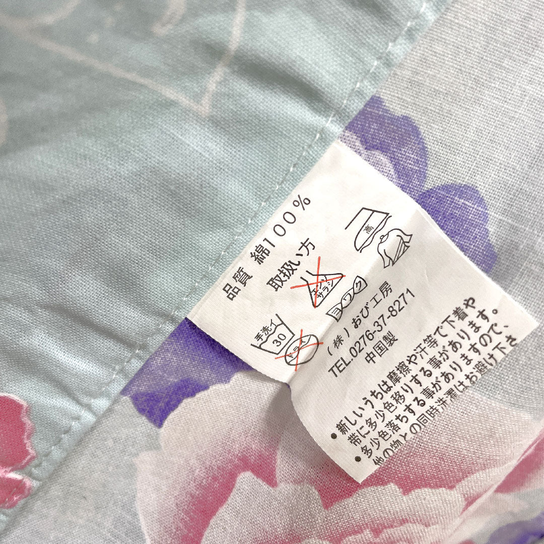 Yukata Indigo White Rose Cherry Blossom Butterfly Cotton A Rank Single Layer Length 158.5cm Sleeve Length 63.5cm Blue 1118001113317