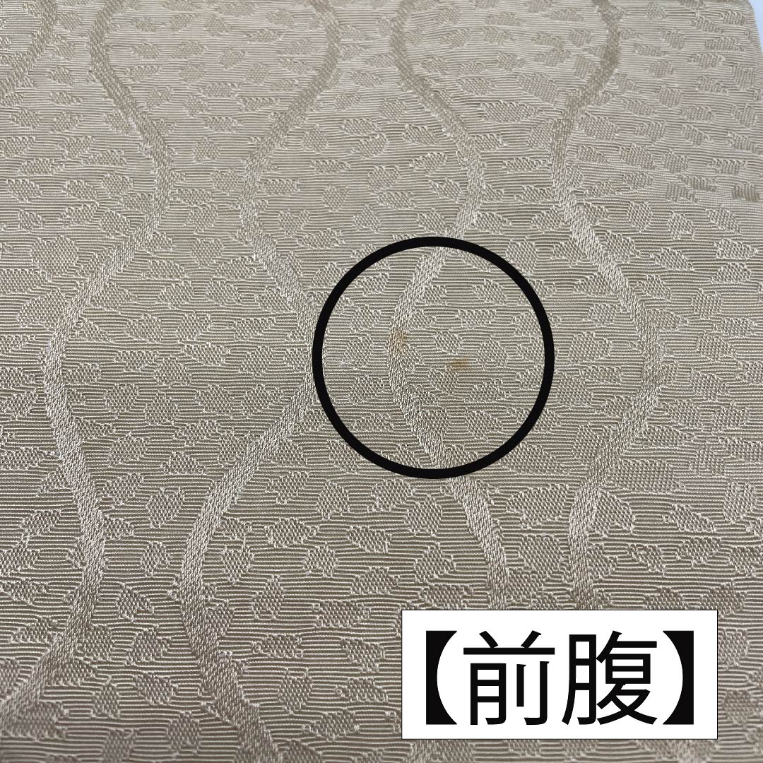 Half-width obi, polyester, obi length 372cm, Kare no Iro (dry field color), Tachiwaku pattern, small cherry blossom, classic pattern, beige, A rank, 1125001313325