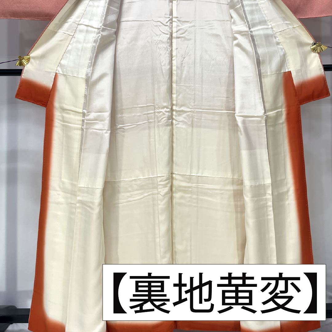A-Rank Pure Silk Komon (Fine Pattern) - Length 163cm, Sleeve Length 67.5cm - Lined - Medium Crimson (nakabeniiro) - Edo Komon (Edo Komon) - Shark Print - Stencil Dyed - Red - Product Number: 1115007033412