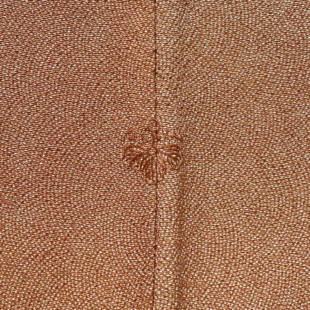 A-Rank Pure Silk Komon (Small-Wear) - Length 157.5cm, Sleeve Length 63cm - Single-Layer Kimono - Hisameiro (Faded Scarlet) - Edo Komon (Small-Wear) - Shark Skin Pattern - Five-Three Paulownia Pattern - Orange-Based Crest - Product Code: 1115007223326