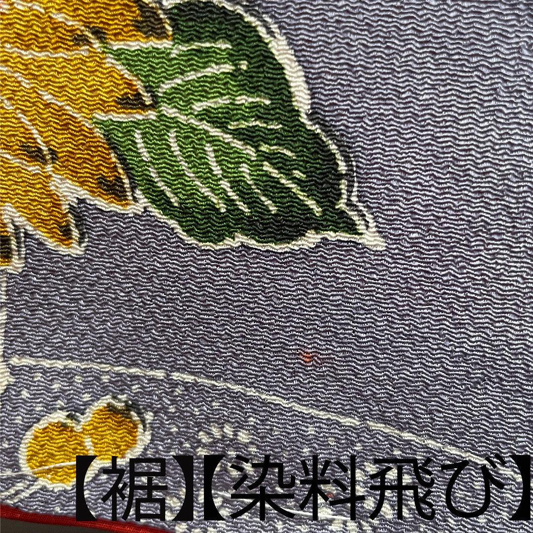 小紋 身丈158cm 裄丈66.5cm 袷  藤鳩羽色 型染 菊  正絹 Aランク 紫系 1115002413320