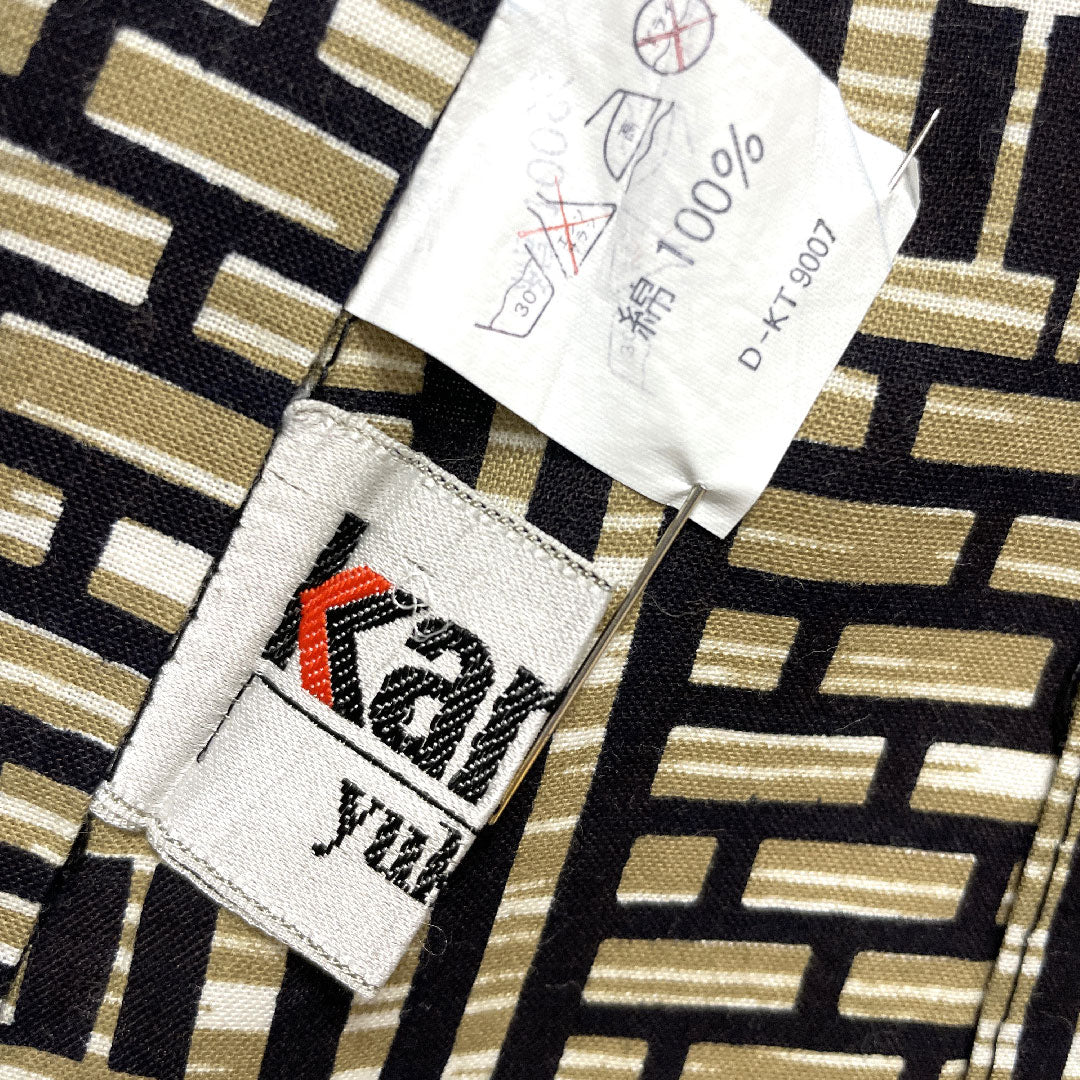 Men's Yukata Cotton, Length 147.5cm, Sleeve-to-shoulder 69cm, S Rank, Unlined, Beige, Tokyo Shiracha (Tokyo white tea color), Geometric pattern, Kansai Yamamoto 1118004942425
