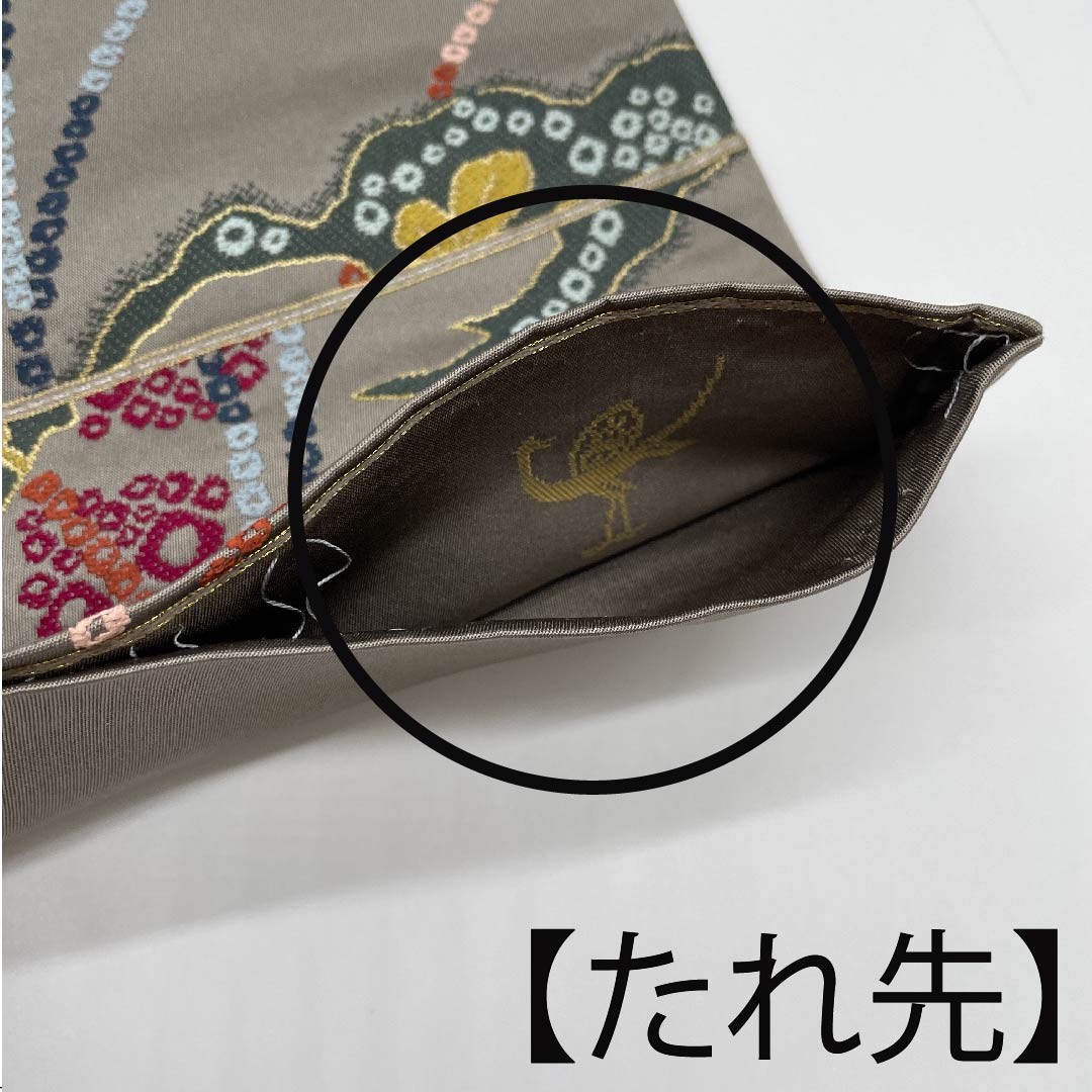 袋帯 正絹 消炭鼠色（けしずみねずみいろ） 振袖用 花柄 白綾苑大庭 帯丈431cm Sランク 六通 フォーマル グレー系 1123010802322