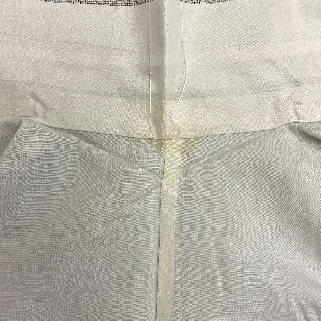 White Oshima Tsumugi, Length 163cm, Sleeve length 66cm, Floral chintz pattern, 7 marks, Pure silk, A rank, Lined, White, 1116000573311