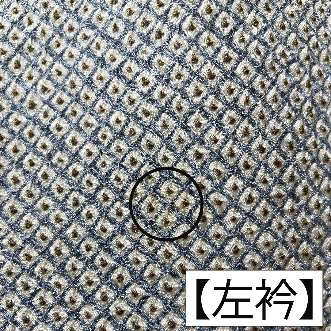 小紋 正絹 身丈155.5cm 裄丈64.5cm 袷 青白磁色（せいはくじいろ） 総絞り 疋田絞り Aランク 水色系 1115004673324