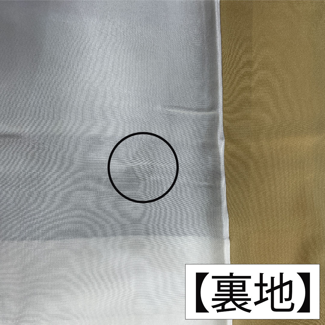 訪問着 正絹 袷 身丈157cm 裄丈66cm 青宣徳色（あおせんとくいろ） 濡れ描き 落葉模様 Aランク 緑系 1112004853319