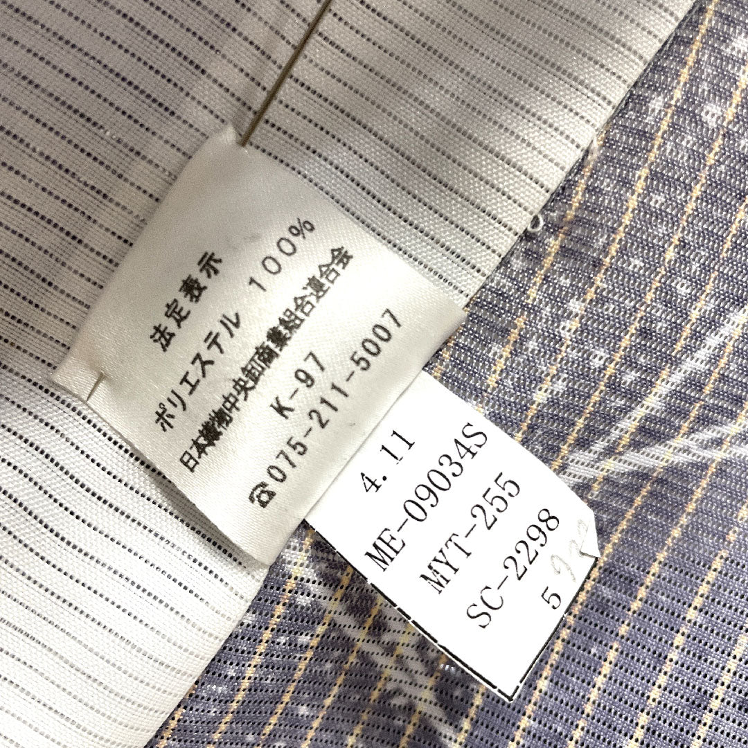Summer kimono, polyester, small pattern, length 166cm, sleeve length 65cm, medium-light purple, bamboo leaves, stripes, washable kimono, silk, S rank, purple, 1132001482520