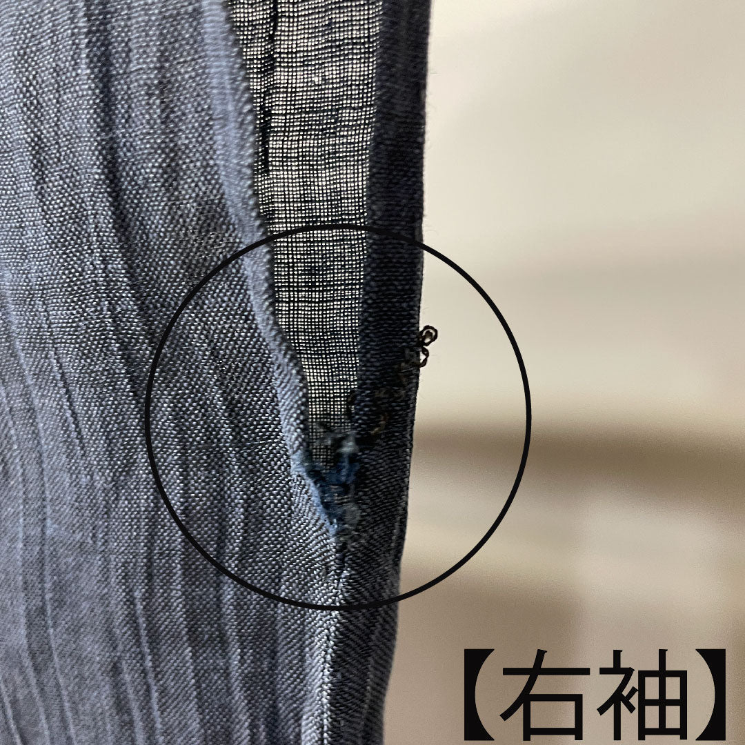 Summer linen men's length 145cm sleeve length 67cm navy blue Ojiya Chijimi gauze B rank navy blue 1132000744118