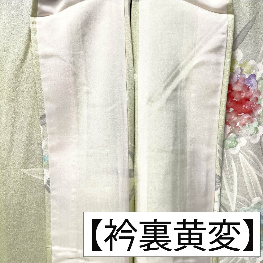小紋 正絹 身丈158cm 裄丈63.5cm 単衣 硫黄色（いおういろ） ろうけつ染め 沈丁花 Sランク 黄系 1115005702323