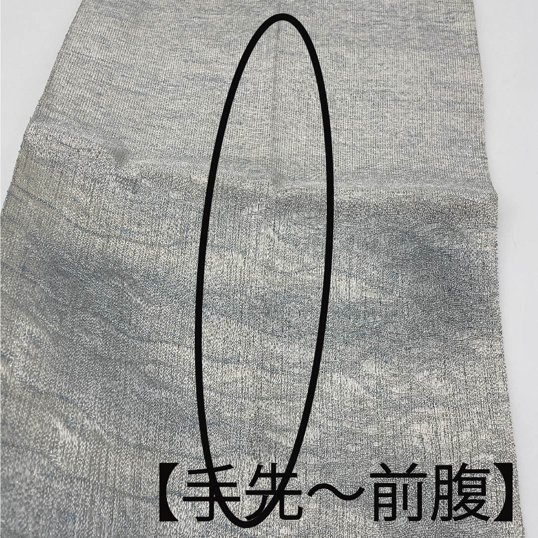 袋帯 銀白色色（ぎんはくしょくいろ） 夏帯 抽象模様 夏物 帯丈430cm 正絹 Bランク ポイント柄 カジュアル グラデーション系 1123007764399
