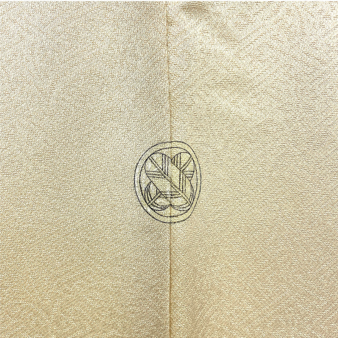 Colored Tomesode, Length 157cm, Sleeve Length 64cm, Lined, Tokyo Yuzen, Pure Silk, B Rank, Three Crests, Cream Color, 1111000284315