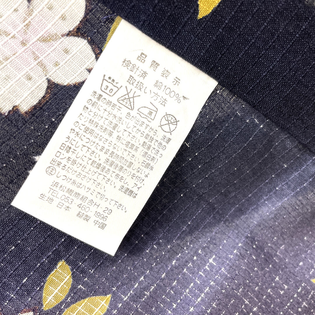 Yukata, brown, cherry blossom, cotton, S rank, single layer, length 167cm, sleeve length 67cm, purple, 1118003552520