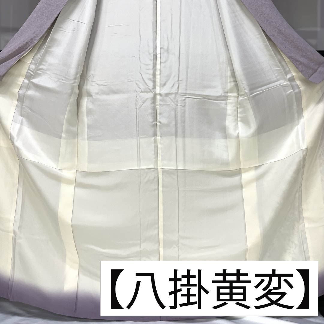 Visiting Kimono, Pure Silk, S Rank, Lined, Length 165cm, Sleeve Length 64.5cm, Shrimp-colored, Kyoto Yuzen, Tsujigahana Pattern, Purple, Item Number: 1112007222520