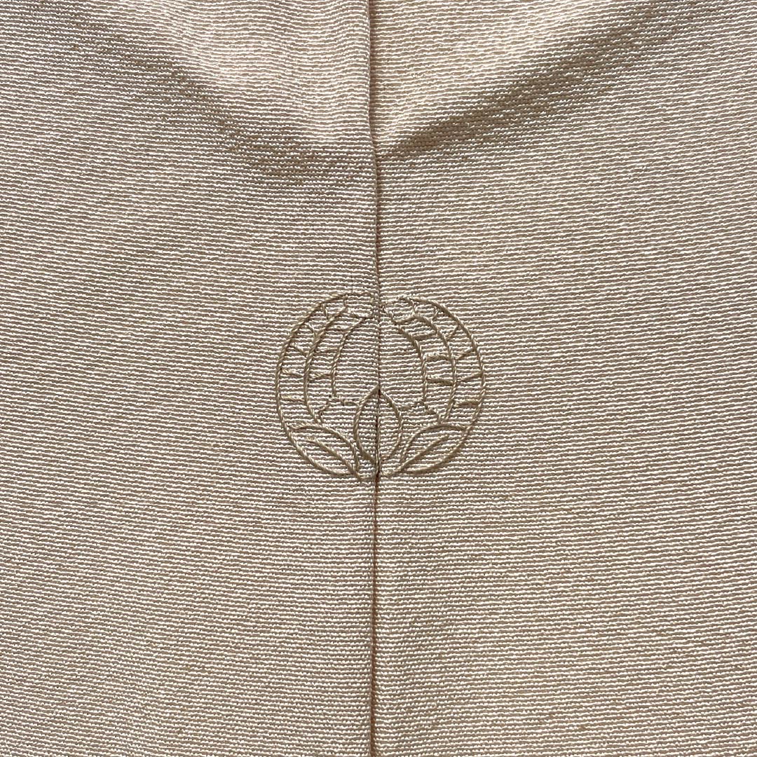 Visiting Kimono, Pure Silk, A-Rank, Lined, Length 161cm, Sleeve Length 66cm, Light Color (Usunikuiro), Single Crest, Shade-Arise Wisteria, Embroidered Landscape, Tsukesage, Orange, Product Number: 1112007143426