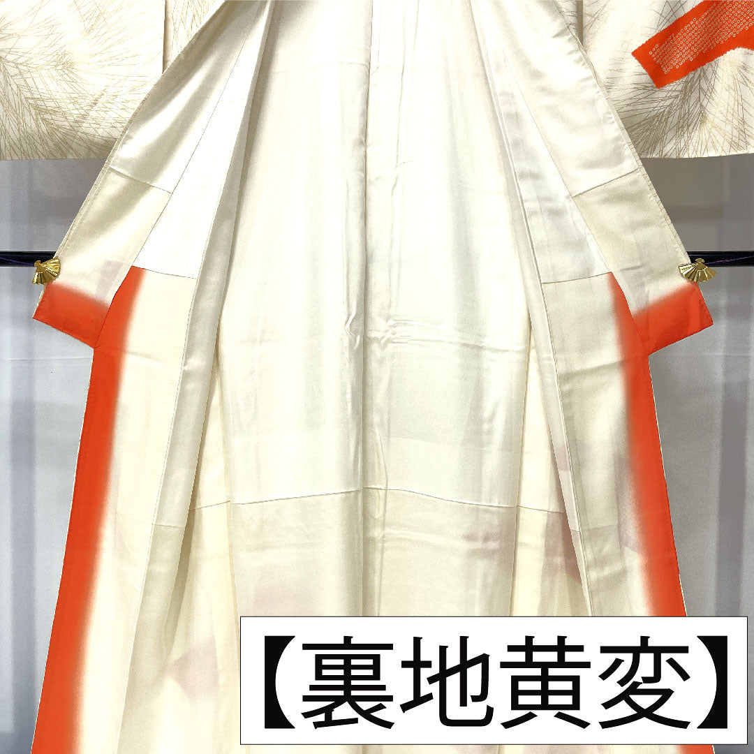 訪問着 正絹 袷 身丈164cm 裄丈65cm 白百合色（しらゆりいろ） 京友禅 松 Sランク クリーム系 1112004952415