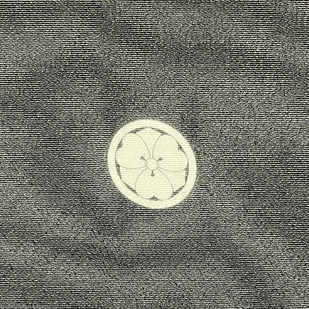 Black Tomesode, Length 155cm, Sleeve Length 61.5cm, Awase, Kyo-Yuzen, Auspicious Pattern, Circle with Sword and Clover, Pure Silk, A Rank, Five Crests, Black, 1111000913310