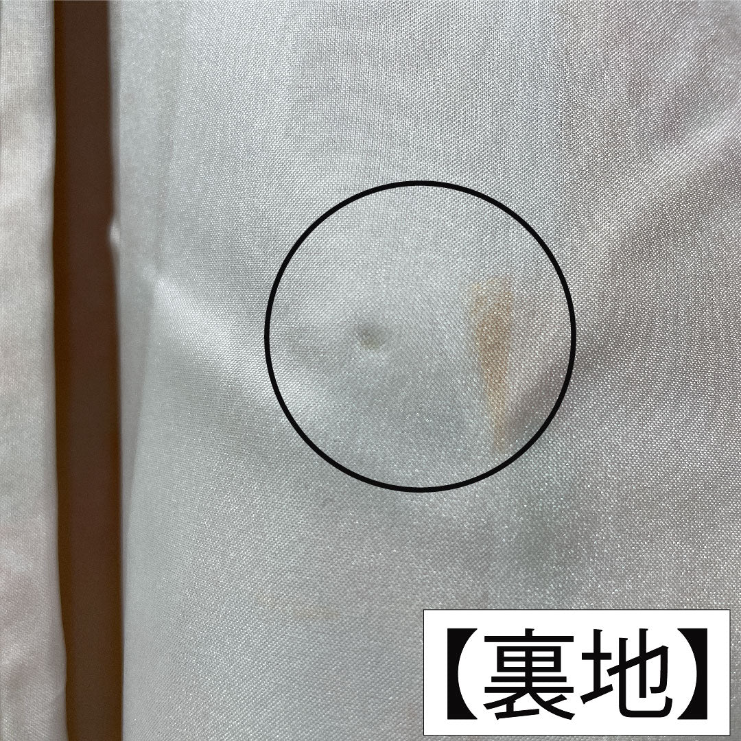 小紋 ポリエステル 身丈159cm 裄丈62cm 袷 支子色（くちなしいろ） 洗える着物 菊 Sランク 黄系 1115004552323