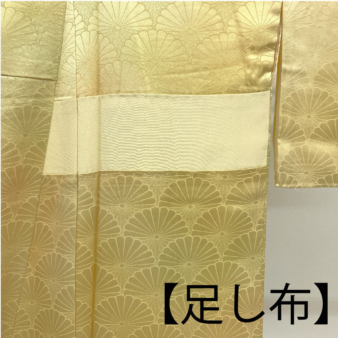 色無地 菊 ぼかし 身丈167.5cm 裄丈66.5cm 袷  正絹 Sランク 黄系 1114000352523