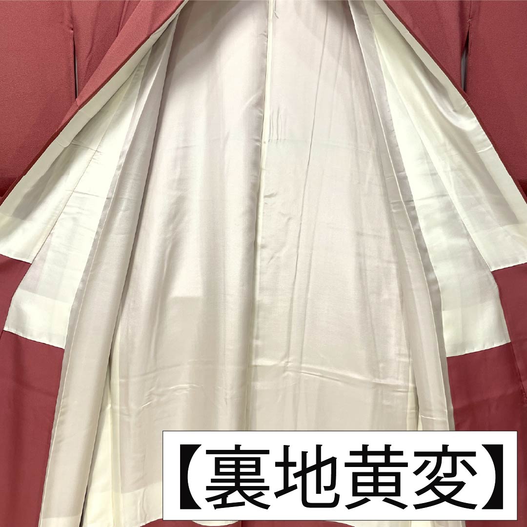 小紋 正絹 身丈167.5cm 裄丈66.5cm 袷 長春色（ちょうしゅんいろ） 江戸小紋 一つ紋 蔦 しつけ糸付き Sランク ピンク系 1115004962513