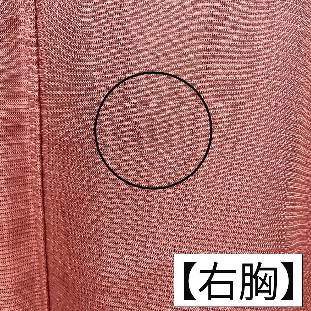 夏物 ポリエステル 色無地 Aランク 身丈162.5cm 裄丈66.5cm 浅蘇芳色（あさきすおういろ） 洗える着物 素無地 絽 ピンク系 1132004093413