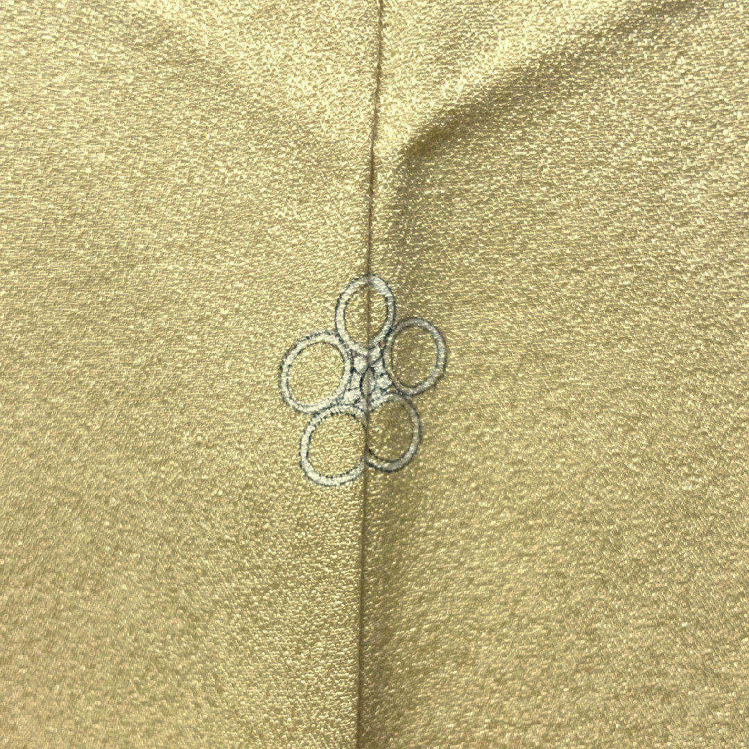 Plain color, pure silk, length 155.5cm, sleeve length 64.5cm, Tokyo white brown, plain color, plum blossom pattern, lined, A rank, yellow, 1114001463323