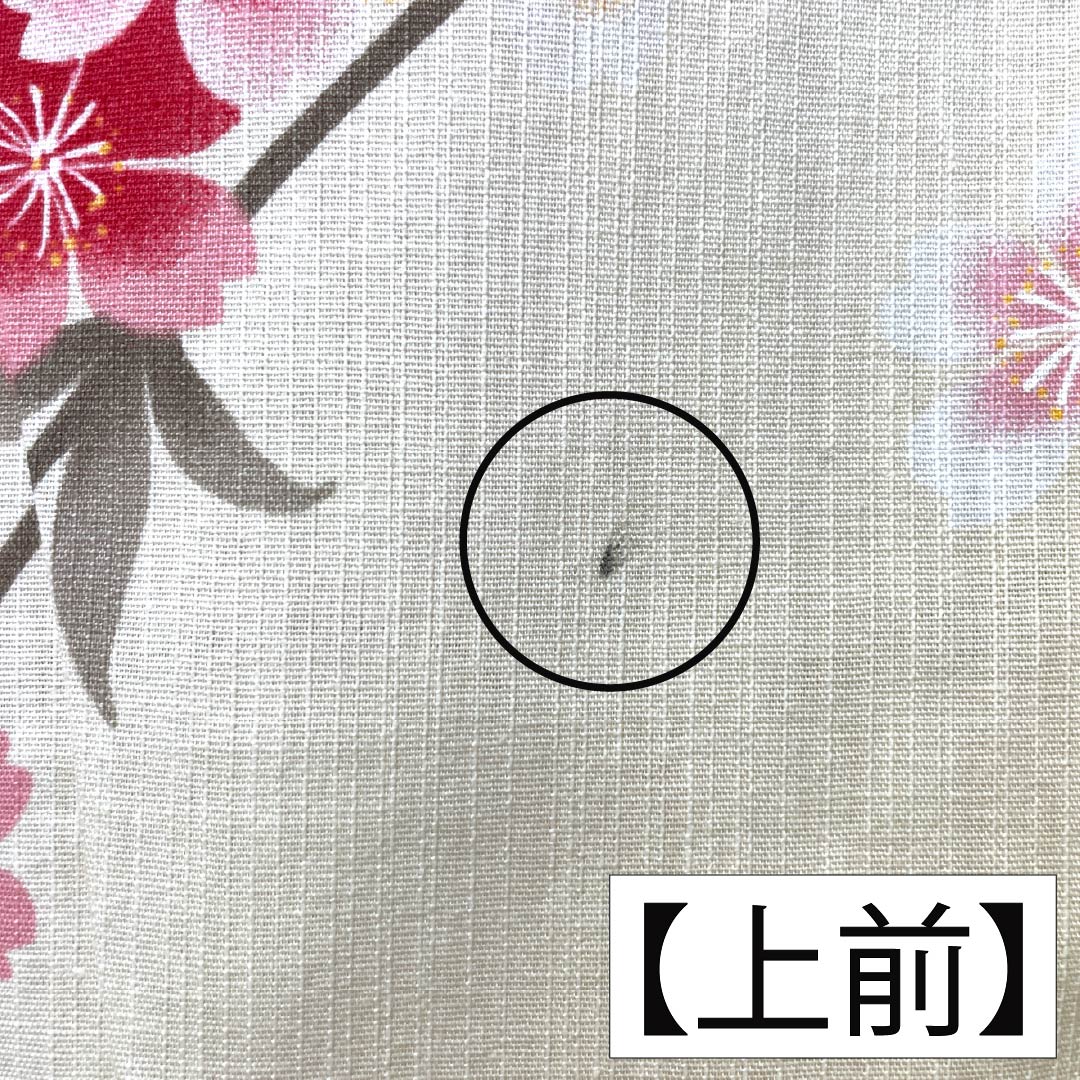 浴衣 木綿 身丈160cm 裄丈66.5cm Aランク 単衣 クリーム系 東京白茶色（とうきょうしらちゃいろ） 桜 1118006033415
