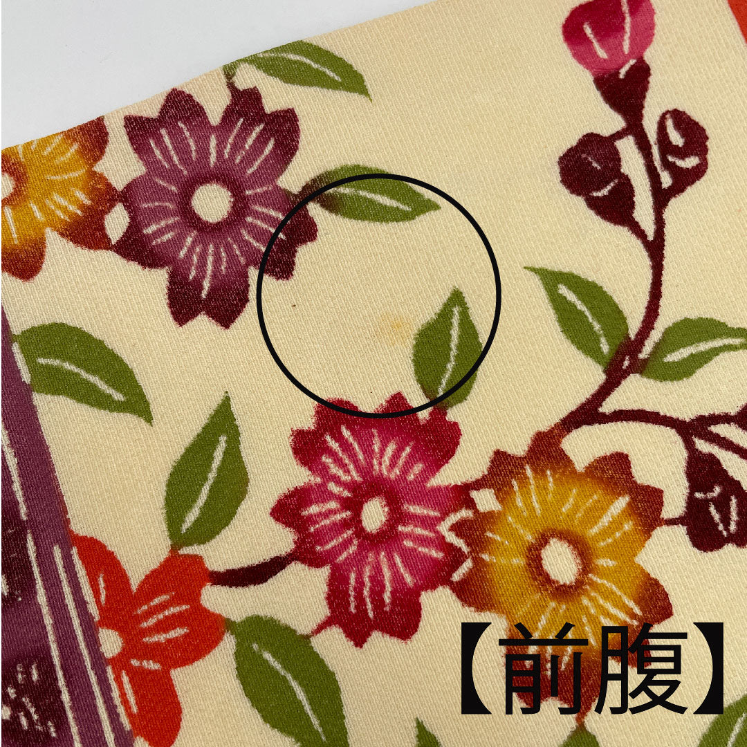 名古屋帯 型染 群鶴に枝花模様 単衣 帯丈311cm 正絹 Bランク 全通 カジュアル クリーム系 1124001404315  名古屋仕立て