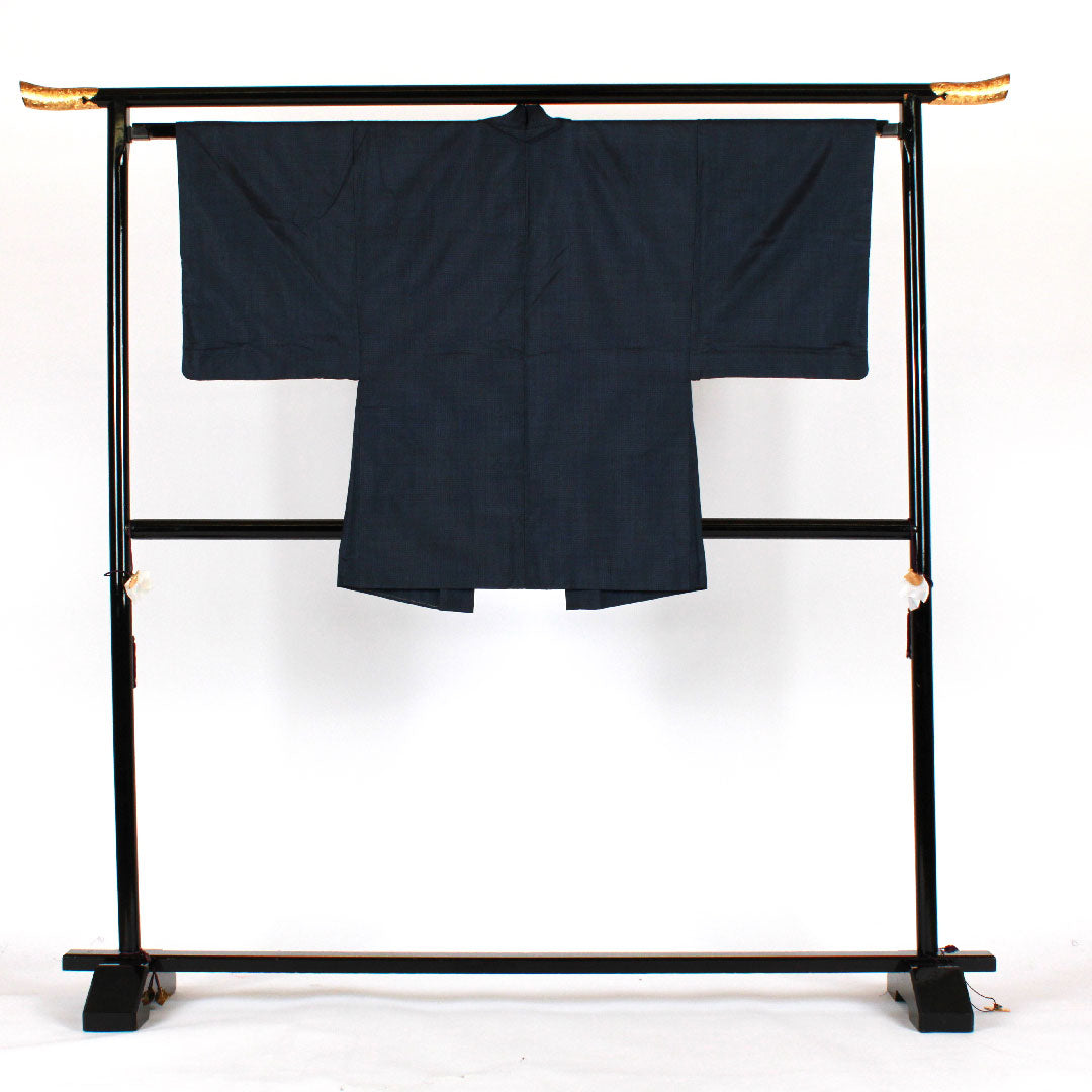 Men's Length 88cm Sleeve length 66cm Oshima Tsumugi Haori (single piece) Tortoiseshell pattern Pure silk A rank A-lined Navy blue 1119000223218