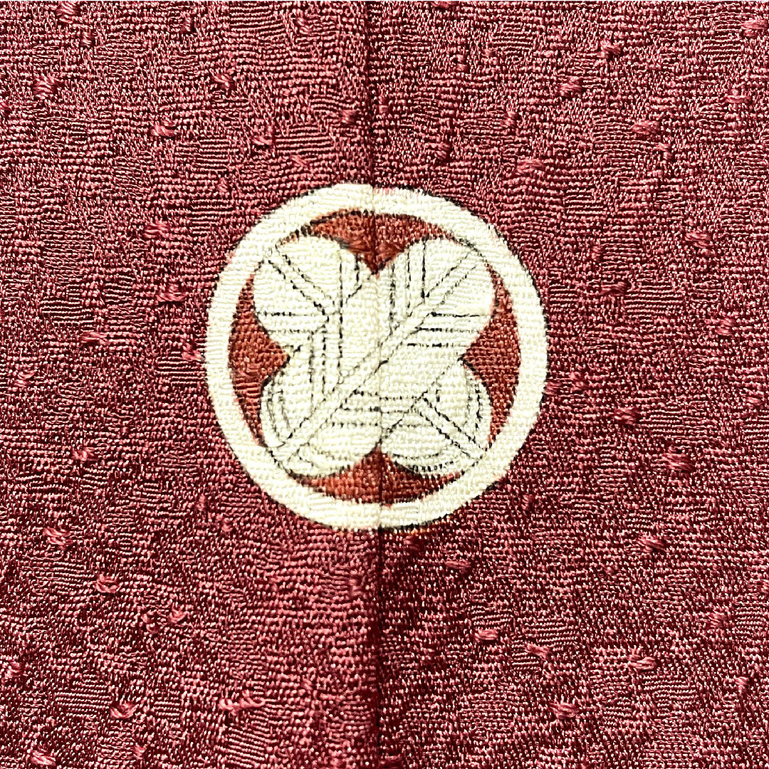 Plain color, pure silk, length 154.4cm, sleeve length 63cm, sappan color, one crest, circle with different hawk feathers, artist's work, lined, S rank, purple, 1114001782220