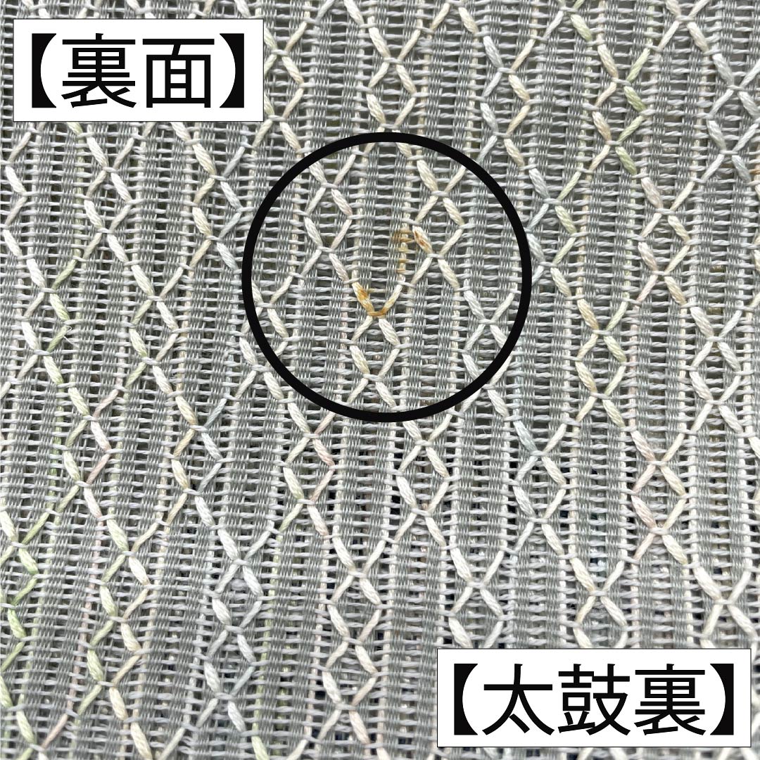 名古屋帯 正絹 Ａランク 開き仕立て 夏帯 幾何学模様 変わり市松 帯丈356cm 全通 カジュアル グラデーション系 1124013023399